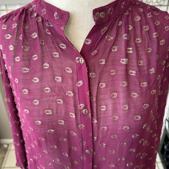 Anthropologie button up moulinette soeurs top Allegra Foil-Printed Top sz small - Picture 5 of 11